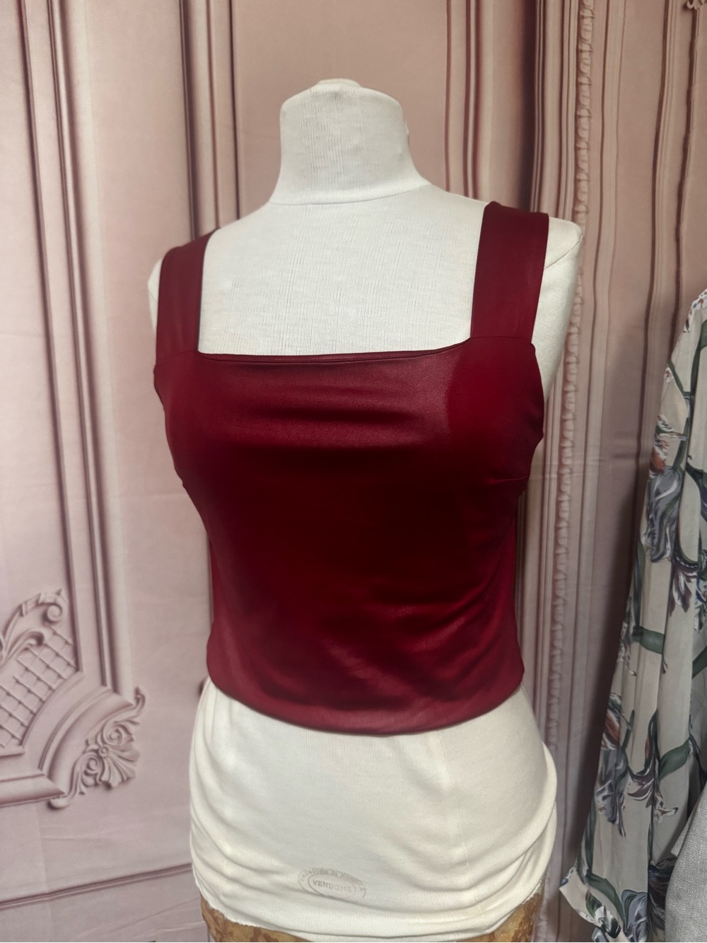 American Threads Women’s Large Crop Top Crisscross Open Back Burgundy Sexy Top